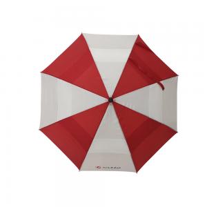 China 29 Inch Red And White Double Canopy Umbrella With Black Color EVA Handle supplier