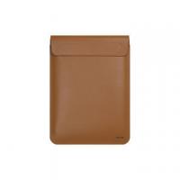 China Water Resistant Laptop Sleeve Covers PU Leather Material Brown Color on sale