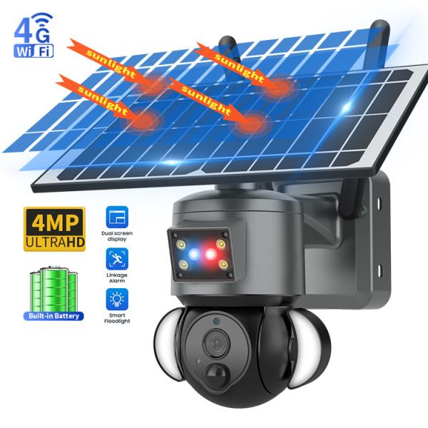vigilancia con pilas solar del sistema de la cámara de seguridad 4G con PIR Detection elegante
