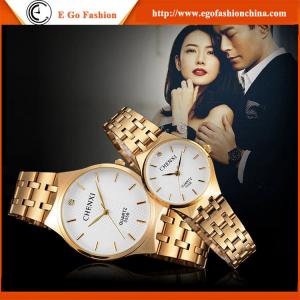 China 055B Couple Watch Full Gold Luxury Golden Watch Woman Watch for Lady Vintage Quartz Watch supplier
