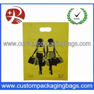 China Custom Design Po Yellow Die Cut Handle Plastic Bags 100 Micron For Lady supplier