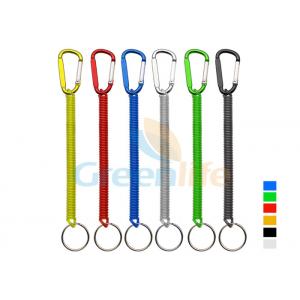China Plastic Spiral Cord Wire Fishing Tool Holder With Colored Carabiner / Split Ring supplier