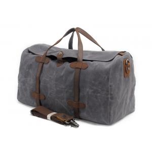 CL-600 Gray Simple Design Waxed Canvas and Leather Duffle Bag