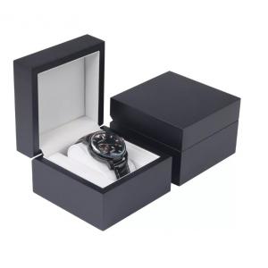 Customized Black Matte Single Watch Boxes Pu Leather Square Wooden