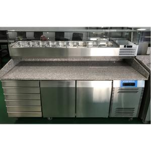 China 2 Door and 6 Drawer Commercial Refrigerated Pizza Prep Table With Marble Table Top supplier