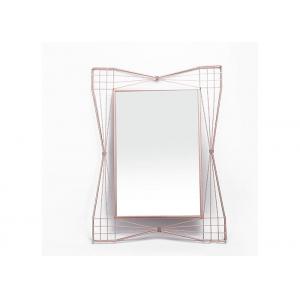 China Modern Home Decor Rectangle Mirrored Wall Art Rose Gold Hollowed-out Metal Frame supplier