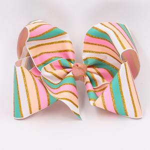 Baby Girls Use Glitter Hair Ribbon Stripe Patterned Double Face Style