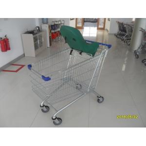 Supermarket Grocery Shopping Cart  210L / Metal Steel Grocery Buggy Carts With Baby Capsule
