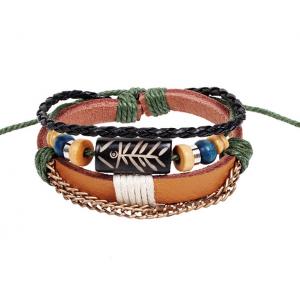 China Fishbone charm “primitive tribe” multi strands leather bracelets supplier