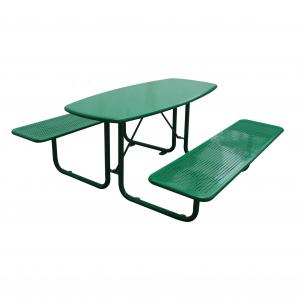 Metal Green Color Outdoor Picnic Tables Chair Set 1600mm Length
