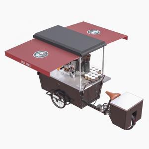 China Wooden Bicycle 15km/H 25° Climbing Coffee Vending Cart supplier