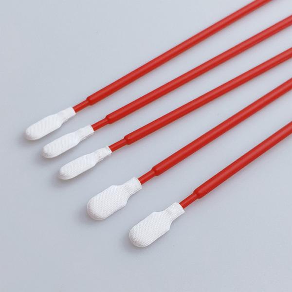 Disposable Lint Free Red Long Stick Paddle Head Polyester Swabs 165mm Length