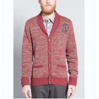 China Warm Mens Full Zip Cardigan Sweater , Red Cardigan Sweater With Embroidery on sale