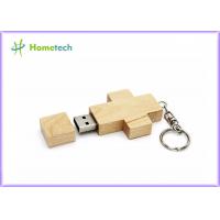 China Cross Necklace Wooden USB Flash Drive 2GB  With Key Chain Laser Engraving Logo on sale