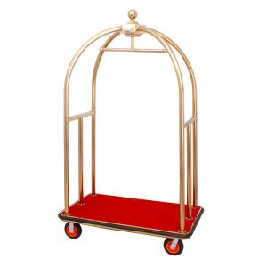 China Stainless Steel Hotel Luggage Cart With Wheels Hotel Luggage Trolley supplier