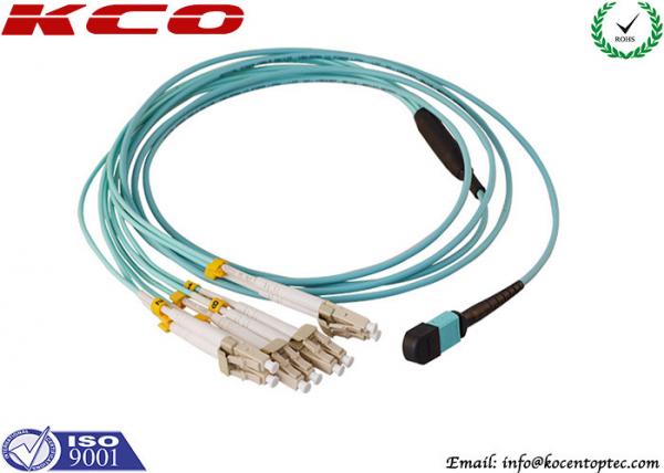 MPO to 8 LC OM3 OM4 Optic Fiber Patch Leads 8 Cores 12 Cores Patch Cord