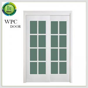 WPC Interior Soundproof Glass Office Door , PVC Double Sliding Glass Doors