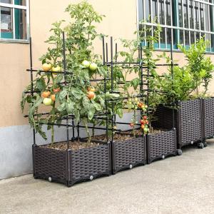 China Double Layer 71cm High Plastic Garden Boxes Outdoor Plastic Planter Boxes supplier