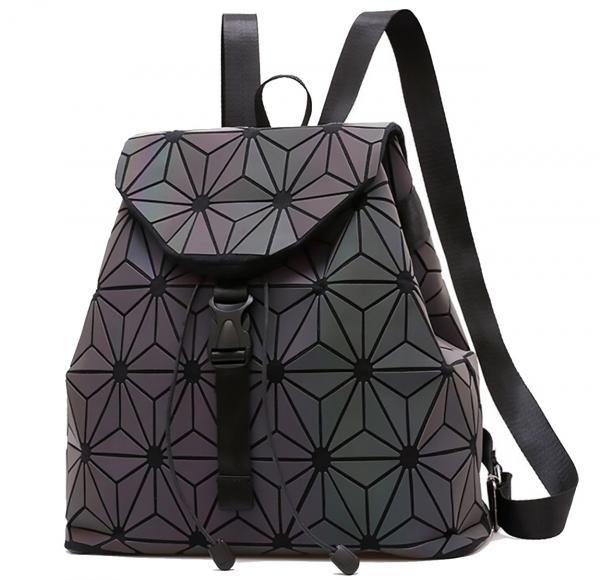 Ready To Ship Laser Geometric Backpack China Supplier Holographic Bag PU Leather