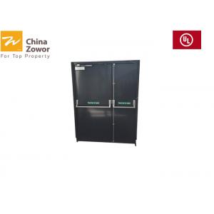 Red Color Double Leaf Swing Fireproof Steel Door Fire Safety Door With Vision Panel / Panic Bar