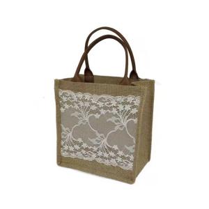 China Hot Stamping Printed Jute Shopping Bags PU Handles Linen Tote Bags on sale 
