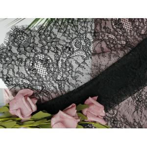 Black Tulle Structured French Black Chantilly Lace Fabric