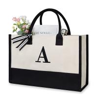 China Canvas Tote Monogram Duffel Travel Bag For Teacher Mother Birthday on sale