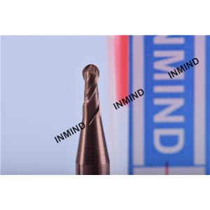 China R1.0  R2.0 Ball Nose End Mill , 2 Flute ,  Grain Size 0.6UM , TiSiN Coating  2mm to 4mm , Copper Colour supplier