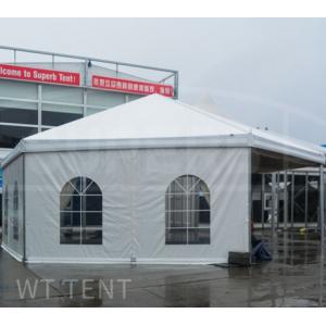China Opening Hexagon Tent Customized Size Glass Wall Double Wings Glass Door supplier