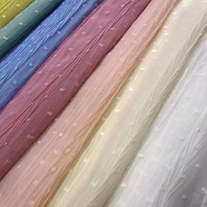 China 100-250gsm Polyester Tulle Fabric Polka Dot Jacquard Crinkle Pleated Fabric supplier