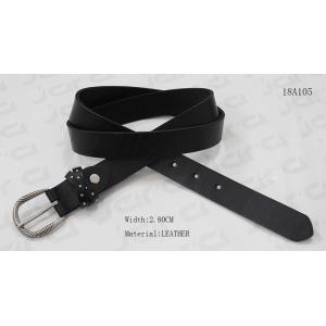 China Silver Buckle Ladies Leather Belts For Jeans , 2.8cm Width Ladies Black Leather Belt supplier