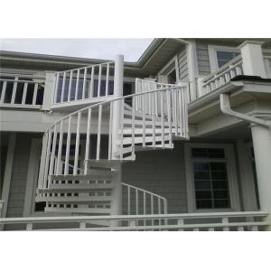 Outdoor / Indoor Metal Spiral Staircase White Power Coating Central Beam Stairs Design