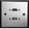 HDMI & USB Aluminum Alloy Wall Plate , Electrical Wall Socket For Hotel / Home