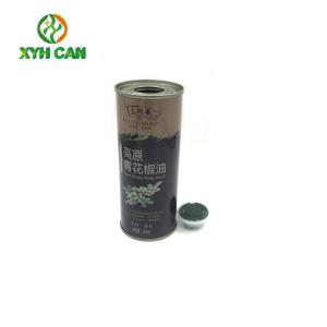 China Size 250ml  Glossy Lamination Printing Slim Recyclable Metal Round Tin Box for Sesame oil supplier