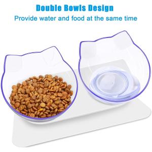 Elevated 15 Degree Tilted Raised Cat Bowls ABS Material