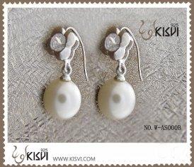 Fashion Jewelry 925 Sterling Silver Gemstone Earrings with Imitated Pearl W