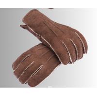 China Brown Shearling Gloves Sheepskin Leather Gloves Mittens For Outdoor Activities on sale