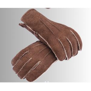 Brown Shearling Gloves Sheepskin Leather Gloves Mittens For Outdoor Activities