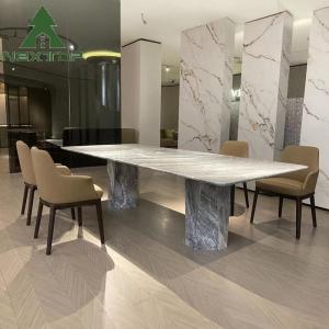 China OEM Dining Room Furniture For 8-12 Full Marble Rectangular Dining Table Set supplier
