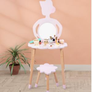 China Cross-border wooden simple girls' dressing table girls' beech dressing table children's family education parent-child supplier