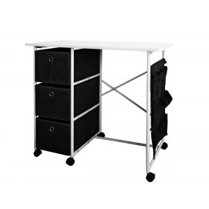 Practical Movable Home Office Computer Desk With 3 Fabric Drawers / Hanging Pocket