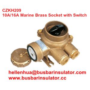 China 10A/16A marine 3 pin double socket and rotating switch for boat CZKH209 IP56 wholesale