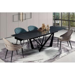 Factory Nordic Style Rock Top Panel Tables Extendable Dinner Table Foldable Rectangular 8 Seater Dining Tables Set