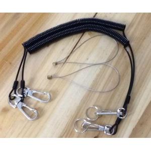 China Spring Black Coile Cable with Heavy Duty Delux Swivel Hook&Bolt Snap&Split Ring&Wire Loop supplier