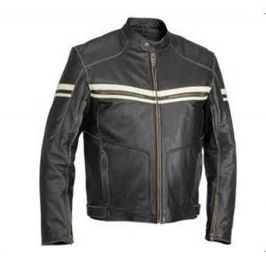 China Waterproof PU Leather Mens Flight Jacket Fashionable Zippered With Woven Label supplier