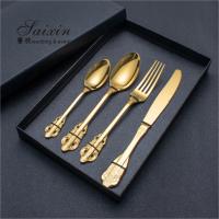 China SX-GP-012  Luxury vintage stainless steel knife fork spoon 4pieces set cutlery for wedding dinner party on sale