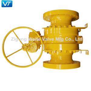 China Casting Steel Trunnion Ball Valve ASME B 16.10 Worm Gear Operated supplier