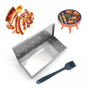 China Wood Chip 22.2cm Rectangle Stainless Steel Grill Smoking Box For Gas Bbq supplier
