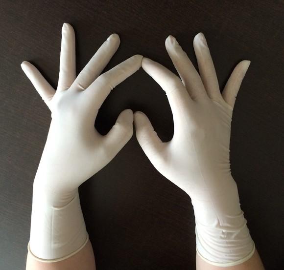 Elastic Long Cuff Disposable Surgical Gloves , Disposable Latex Examination