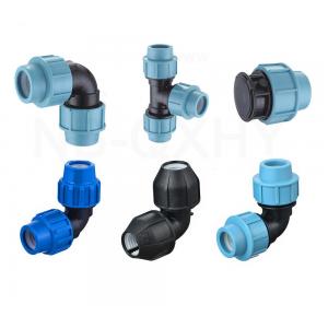 Customer Requirements 90deg Angle Light Blue PP Compression Fittings with Material